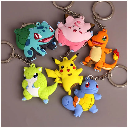 Pokemon Keychain Pikachu Anime Action Figure Toy Kawaii Cartoon Fashion Charmander Psyduck Doll Keyring Car Bag Pendant Kid Gift