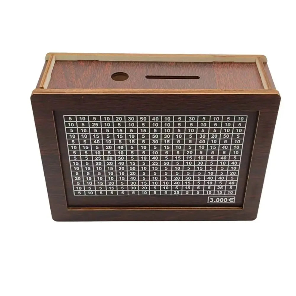 1000/3000/5000/10000 Euro Money Box Wooden Piggy Bank Reusable Money Vault Savings Box Challenge Cash Storage Case Children