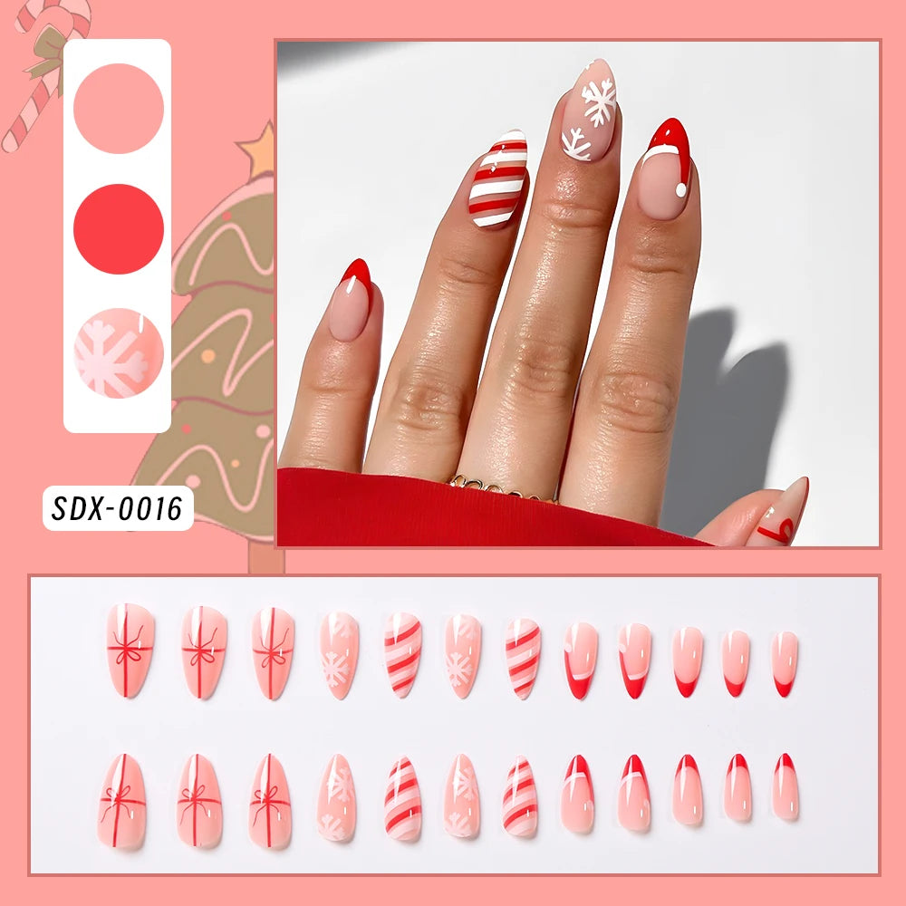 24Pcs White French Square Press on Nails with 3D Bowknot Full Cover Short False Nail Wearable Fake Fingertip for Women&Girls DIY