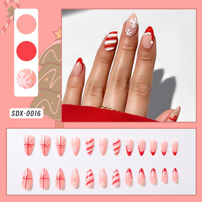 24Pcs White French Square Press on Nails with 3D Bowknot Full Cover Short False Nail Wearable Fake Fingertip for Women&Girls DIY
