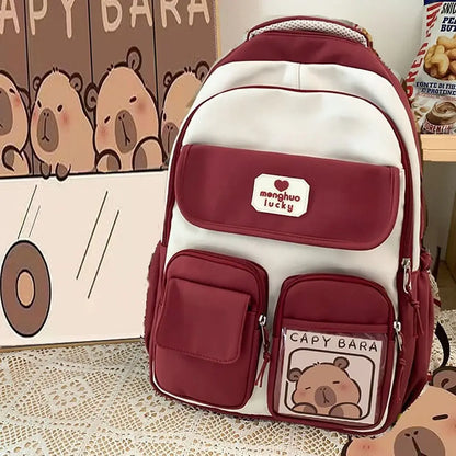 Cute Capybara Schoolbag Adjustable Strap Waterproof Shoulders Bag Large Capacity Computer Bag Student