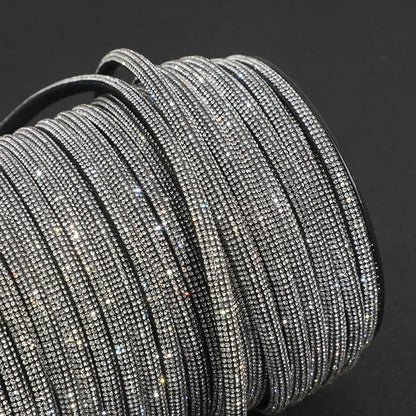 Bling Bling Rhinestone Cord Trimming Round Crystal Soft Tube Shoelace Rope Hoodies Trouser Drawstring DIY Manual Aglets 1yard