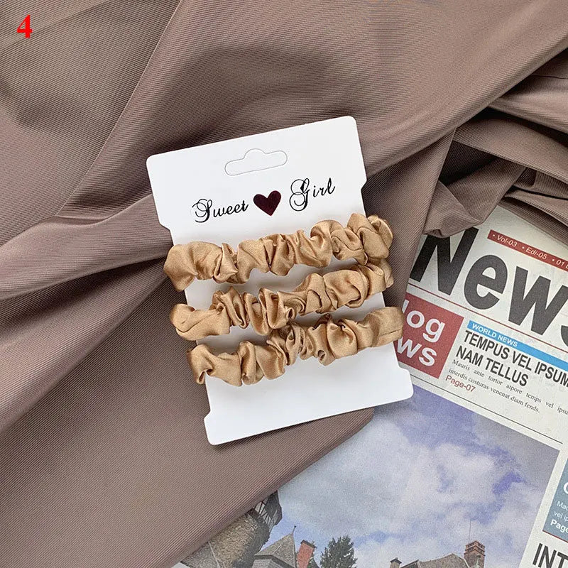 3/6Pcs/Set Silk Hair Scrunchies Elastic Hair Bands Women Elegant Headwear Hair Ties Ponytail Holder Sweet Hair Rope Rubber Bands