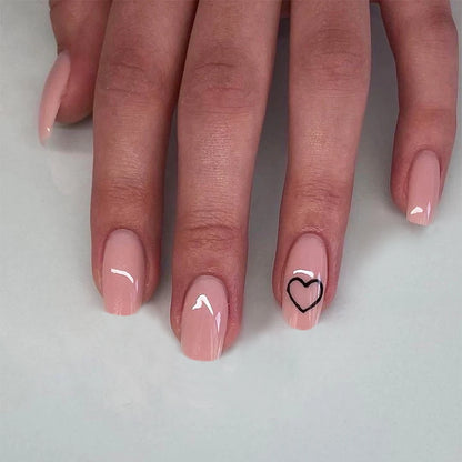 24Pcs/Box Charming Pink Flame Short Detachable Finished Fingernails Ballet Wearable Fake Nails press on Square Head Full Cover