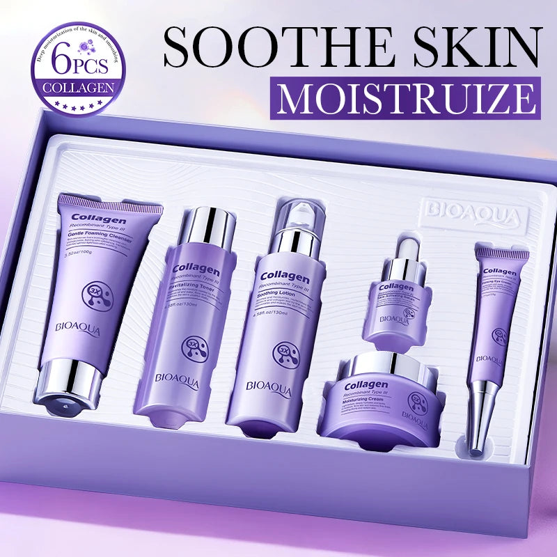 Energizing Collagen 6 Piece Skin Care Set Firming Skin Fade Fine Line Dark Circle Reduction Moisturize Brighten Korean Cosmetics