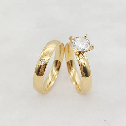 Couple Wedding Rings For Men Lover's Alliance Male Female Ringe Anniversary Stainless Steel Jewelry Ring Woman Gold Color