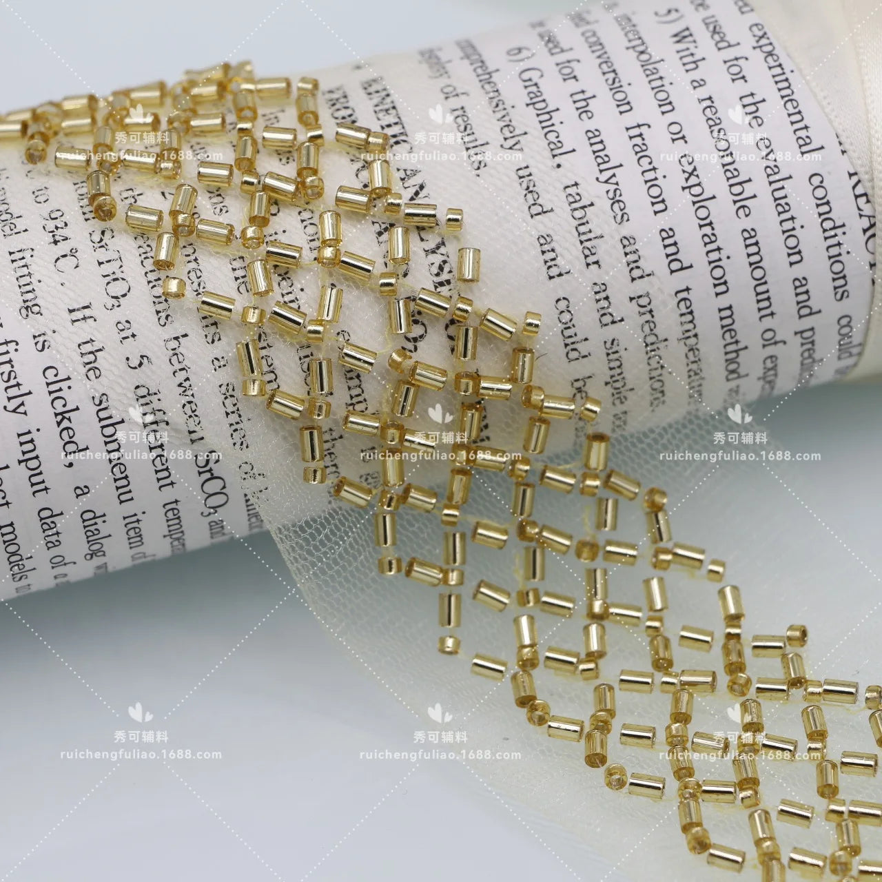 90cm Pearl Beaded Lace Trim Ribbon Garment Decoration Applique Trimming Gold Sequin Tape DIY Sewing Fabric Material Accessories