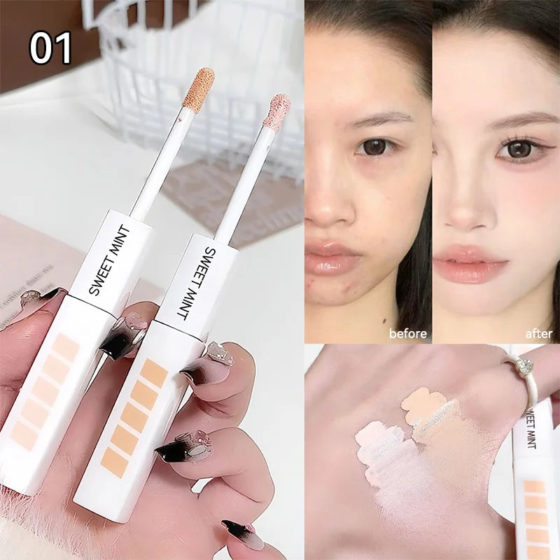 Double-head concealer, brightens and contours the face, naturally covers and creates a three-dimensional makeup look