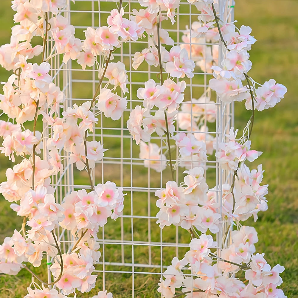 180cm Artificial Flowers Cherry Blossom Sakura Garland Wedding Arch Garden Backdrop Home Party Decoration Silk Fake Plants Vine
