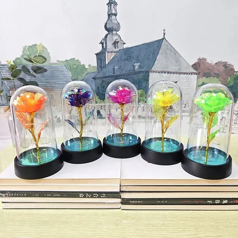 1pc Hot LED Enchanted Galaxy Rose Eternal Beauty Rose With Fairy Lights in Dome for Valentine's Day Wedding Party Mother's Day