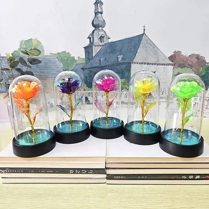 1pc Hot LED Enchanted Galaxy Rose Eternal Beauty Rose With Fairy Lights in Dome for Valentine's Day Wedding Party Mother's Day