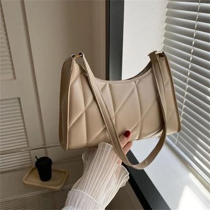 Fashion Women Chain Shoulder Underarm Bags Felt Pu Leather Simple Solid Color Casual Handbags Female Pouch Tote Crossbody Bag