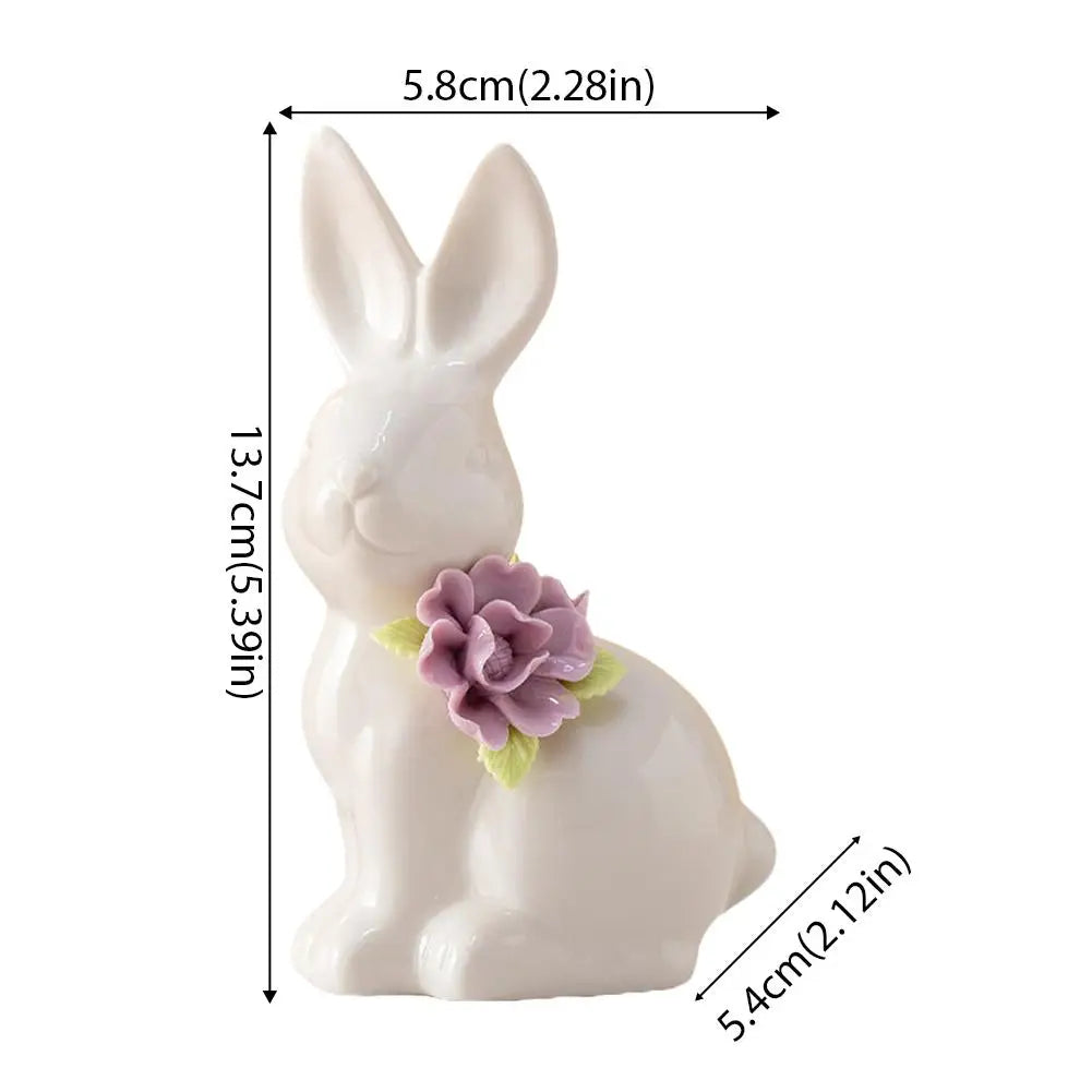 Easter Egg Shell Rabbit Ornaments Home Bedroom Ceramic Crafts Tabletop Scene Decoration Easter Bunny Figurines