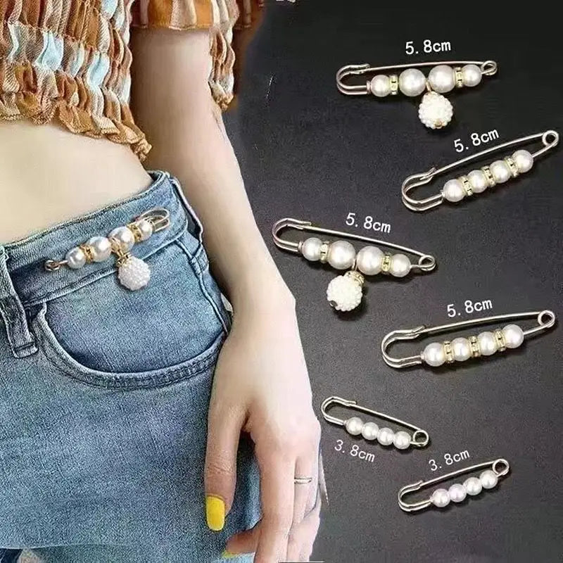 2/20pcs Clothing Brooch Pearl Waist Adjustment for Women Pearl Lapel Pin Sweater Dress Brooch Pins Badge Buckle DIY Accessories