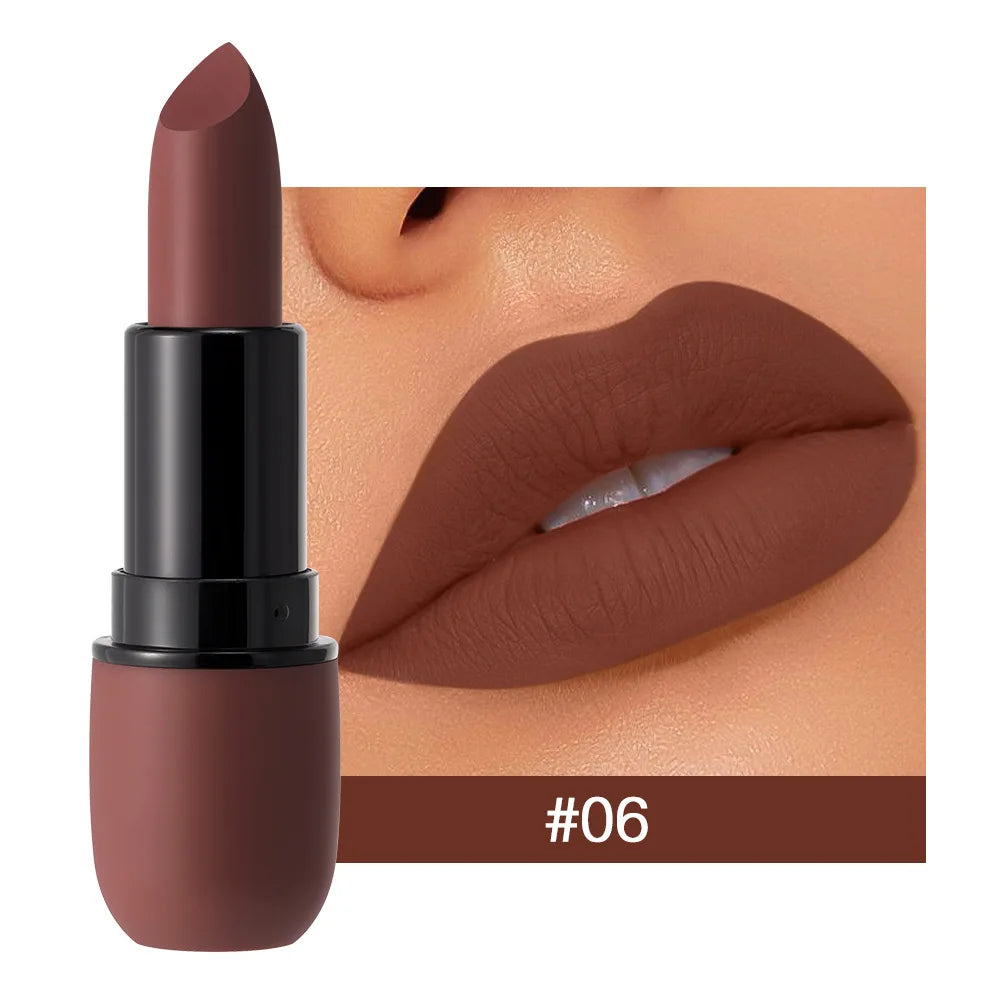 Sexy Matte Lipstick Color Rendering Non-stick Velvet Lips Contour Pencil Woman Make Up Cosmetics 6Colors Waterproof Long Lasting
