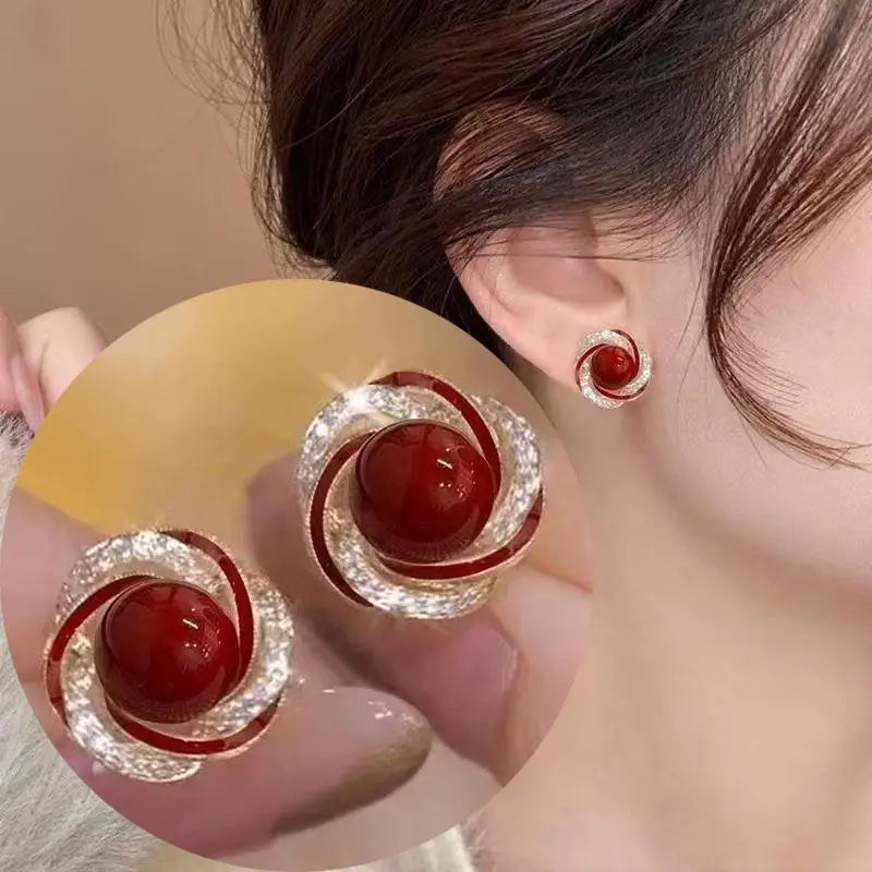 925 Silver Needle Korean Fashion Pearl Stud Earrings For Women Jewelry 2026 Trending New Vintage French Women's Crystal Earrings