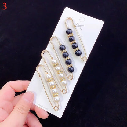 6pc Pearl Brooches Set Waist Buckle Cardigan Jeans Button Brooch Pins Women Sweater Coat Anti Fall Pearls Clothes Pin Decoration