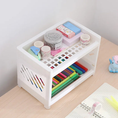 Desktop Storage Rack Multi-Layer Stationery Organizer Stand Office Home School Display Holder Rack Dormitory Desk Organizer