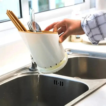 Chopstick Storage Tube with Drain Tray Tableware Organizer Kitchen Utensil Holder