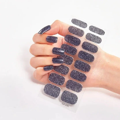 Semi Cured Gel Nail Sticker Pure Color UV LED Lamp Covered Waterproof Full Adhesive Long Self Nail Decals Manicure Lasting