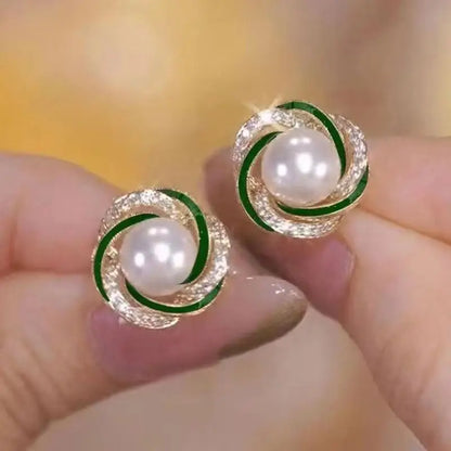 925 Silver Needle Korean Fashion Pearl Stud Earrings For Women Jewelry 2026 Trending New Vintage French Women's Crystal Earrings