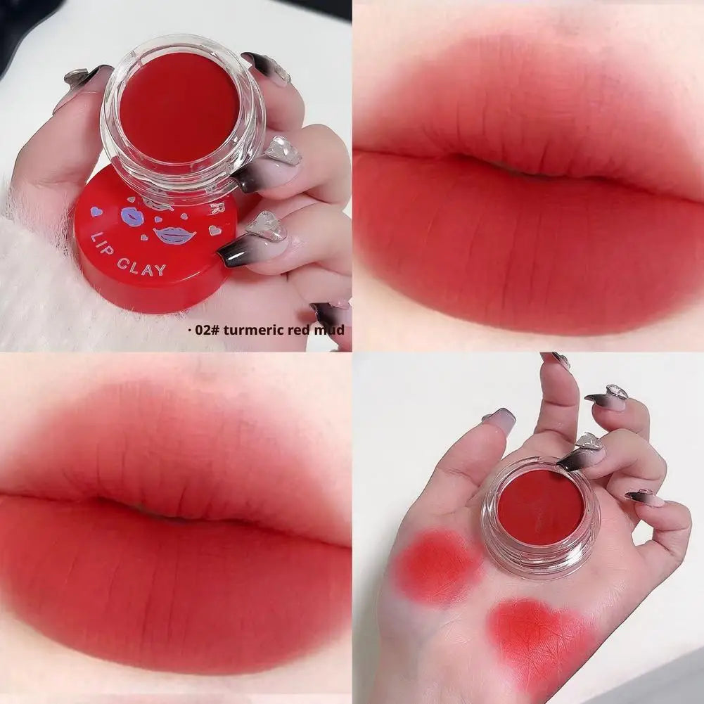 Lip Mud Lip Gloss - Jelly Jar Lip Mud Lip Gloss Long-lasting Matte Mist, Waterproof Non-Stick Cup, Women's Lipstic Makeup Tool