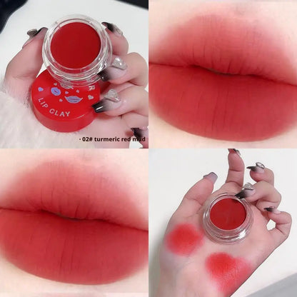 Lip Mud Lip Gloss - Jelly Jar Lip Mud Lip Gloss Long-lasting Matte Mist, Waterproof Non-Stick Cup, Women's Lipstic Makeup Tool