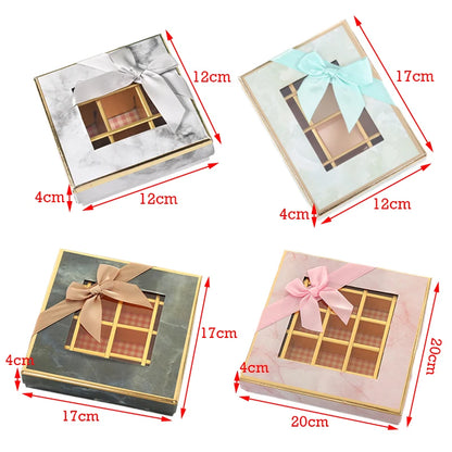 5Pcs Chocolate Boxes 9/12/16/25Grids Candy Box with Window Chocolate Gift Packing Box For Valentine's Day Wedding Party Favors