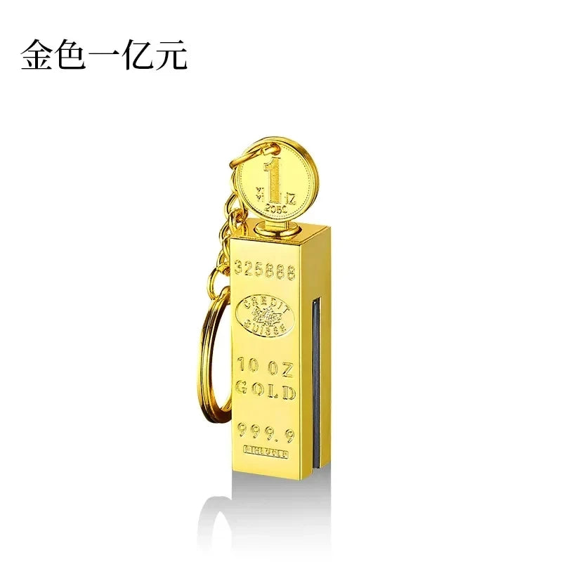 New Gold Bar Design Metal Pendant Lighter Open Flame Smoking Accessory for Outdoor Adventure Small Portable Lighting Tool