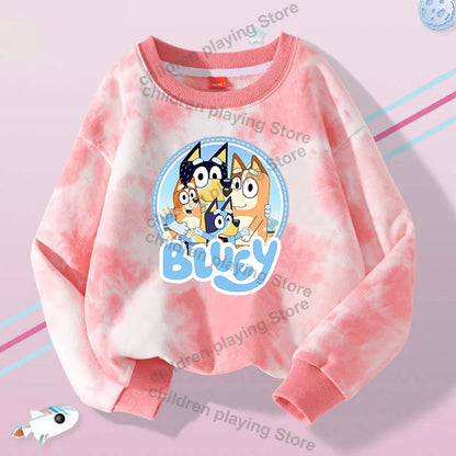 Blueyi Series Kid Pullover Sweatshirts Trendy Long Sleeves Top Bingo Autumn Winter Cartoon Child Clothes Birthday Christmas Gift