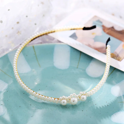 VAGZEB Fashion Full Pearl Hairbands Elastic Flower Women Hair Hoop Bands Headband Bezel Girls Hair Accessories Headdress