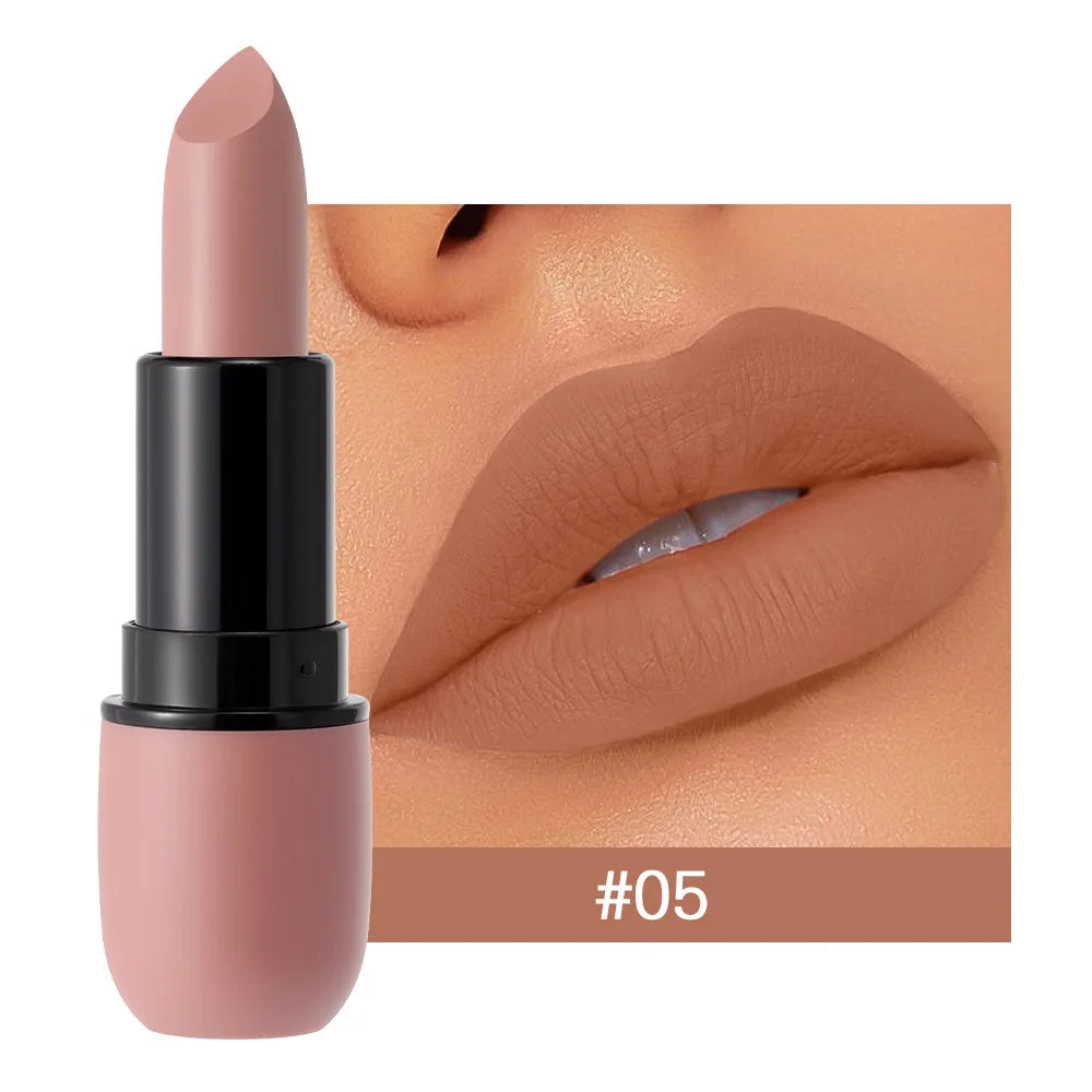 Sexy Matte Lipstick Color Rendering Non-stick Velvet Lips Contour Pencil Woman Make Up Cosmetics 6Colors Waterproof Long Lasting