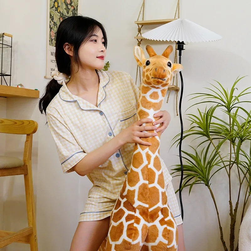 140CM Huge Giraffes Plush Toy Pretty Real Life Giraffe Dolls Stuffed Soft Animal Simulation Toy Baby Gifts Decor Children's Room