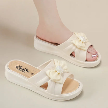 New Butterfly Knot Ladies Slippers Outdoor Summer Versatile Fashionable Casual Anti-slip Waterproof High Aesthetic Beach Shoes