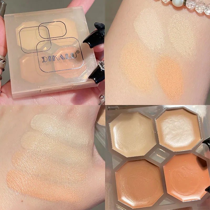 Four Color Gem Eyeshadow Pearl Matte Punk Smoked Cement Black Gray Eye Shadow Easy To Remove Makeup Daily Glitter Eyeshadow Tray