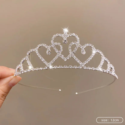 Children's Princess Crown Crystal Tiara Girls Hair Accessories High-end Atmosphere Dance Performance Birthday Gift Crown