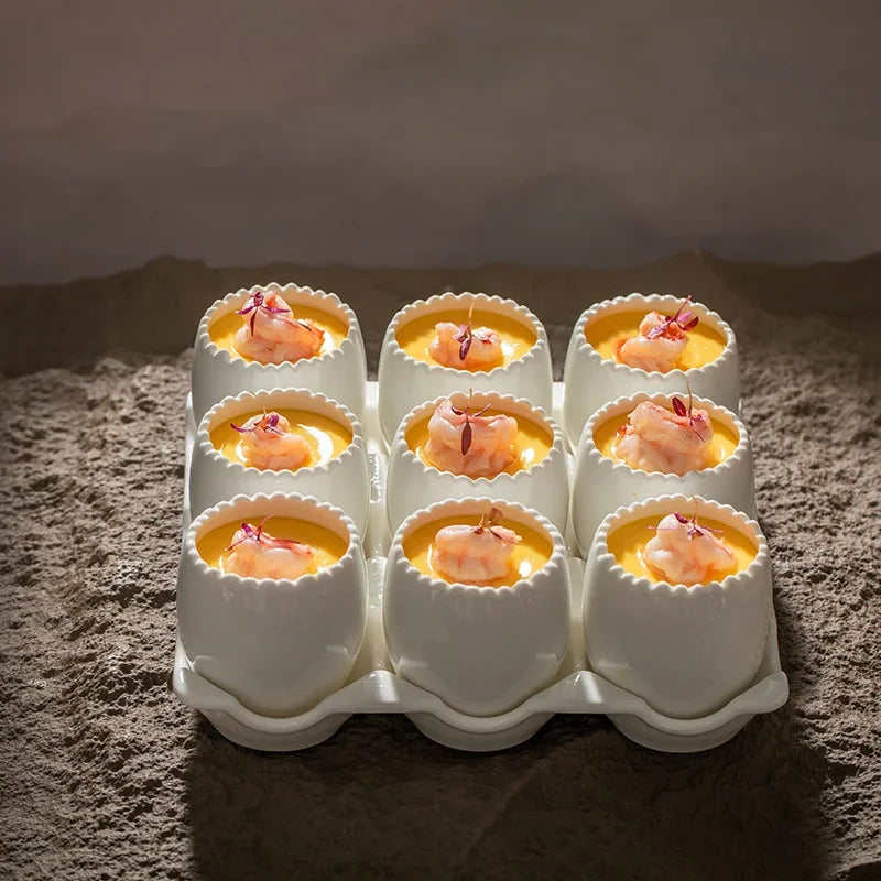 Hotel Restaurant Healthy Soup Divided Combination Tableware Hotpot Restaurant Features Square Nine-grid Steamed Egg Tray Bowl