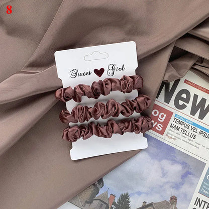 3/6Pcs/Set Silk Hair Scrunchies Elastic Hair Bands Women Elegant Headwear Hair Ties Ponytail Holder Sweet Hair Rope Rubber Bands