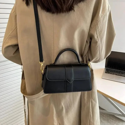 Fashionable Small Square Handbag Women's Crossbody Bag Trendy Handbag Soft PU Leather Neutral Minimalist Style Mobile Phone Pock