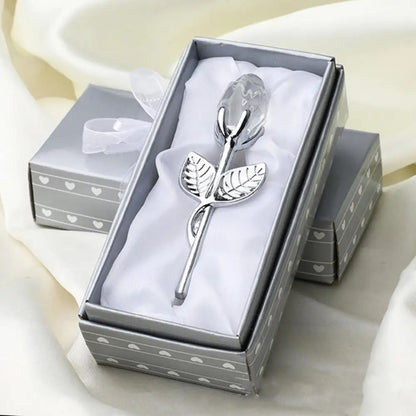 Valentines Day Gift Handcrafted Wedding Gifts Valentines Day Rose Transparent Crystal Glass Rose For Valentine's Day Girlfriend