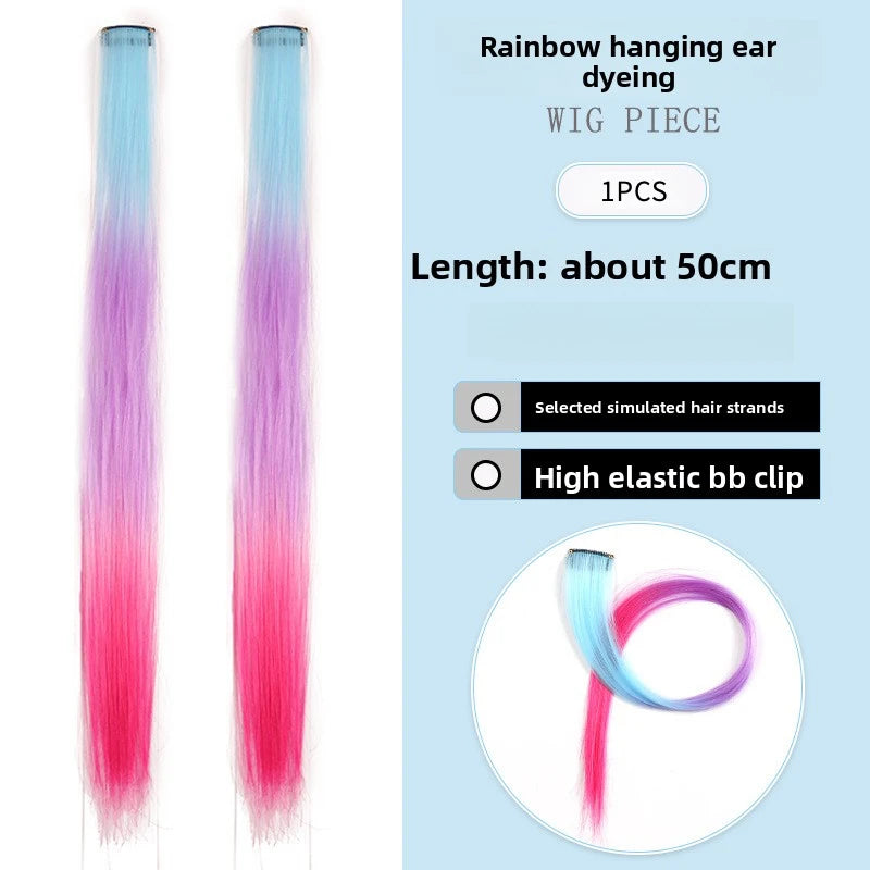 Three-color gradientSparkle Hair Extensions Clip In Rainbow Synthetic Sparkle Hair Tinsel Heat Resistant Sparkle Hair Extensions