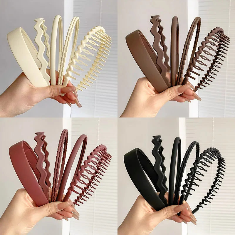 5/9pc Anti slip Toothed Hair Band Set Women's Men's Simple Frame Head Shampoo bangs Broken Hair Pressing Bracket Scrub Ornament
