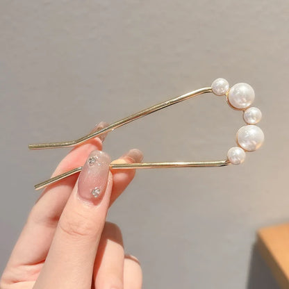 Metal U-Shaped Hair Sticks Combs Pearl Tassel Hair Fork Hair Clip Hairpins Women Girl Hair Accessories Ornament Styling Tool