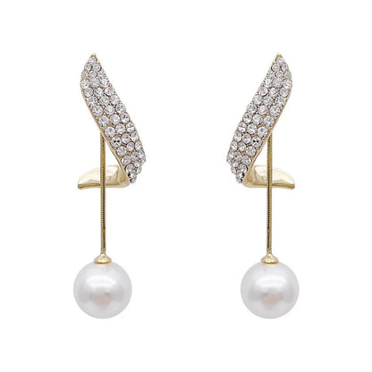 2023 New Classic Elegant Imitation Pearl Dangle Earrings For Women Crystal Long Tassel Exquisite Drop Earring Wedding Jewelry