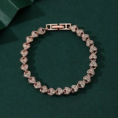 Charm Delicated Crystal Heart Tennis Bracelet for Women Rhinestone Paved Handmade Bracelet Wedding Anniversary Gift Jewelry