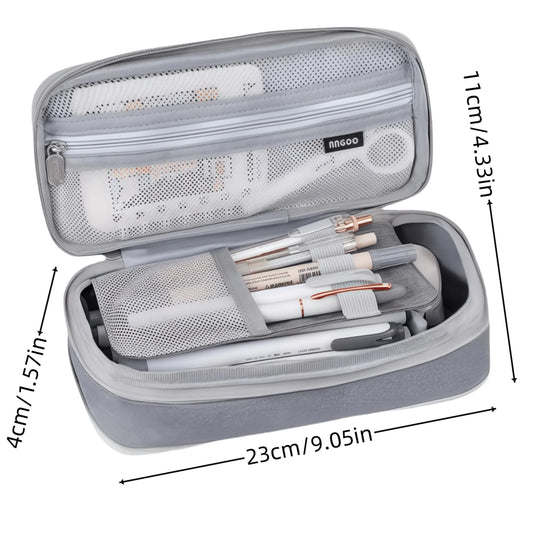 Multi-functional double-layer canvas pencil case, large-capacity portable waterproof stationery box, perfect school supplies
