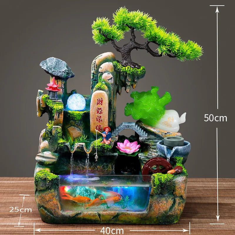Mini Aquarium For Desktop Small Fish Tank With Waterfall Pump Home Office Decoration