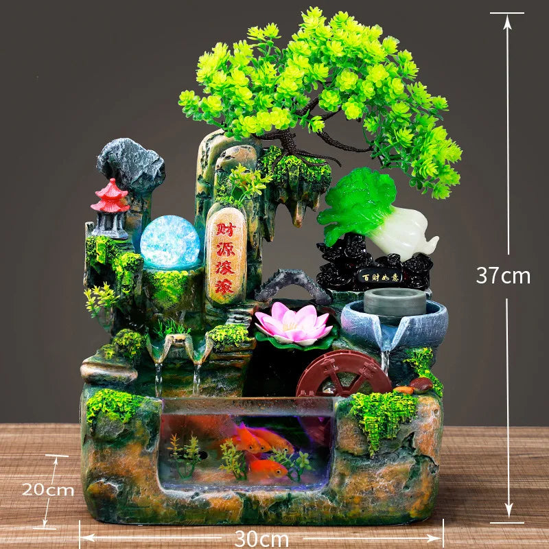 Mini Aquarium For Desktop Small Fish Tank With Waterfall Pump Home Office Decoration