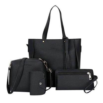 4Pcs/Set New High Capacity Crossbody Bag Leather Handbag Shoulder Bag Wallet Purses Portable Women Girls Fashion Casual Bag
