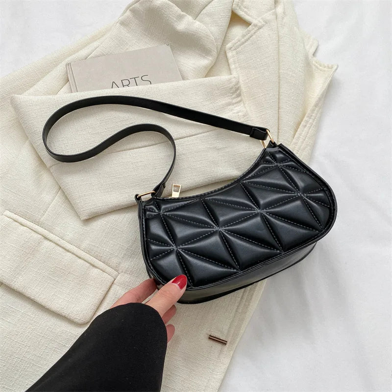 New Solid Color Casual Women's Handbags Shoulder Bag with Niche Retro Design Fashionable and Trendy Leather Crossbody Bags